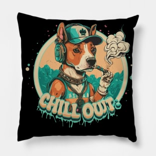 Hip Hop Dog Chill Out design smoking weed cool dog Pillow