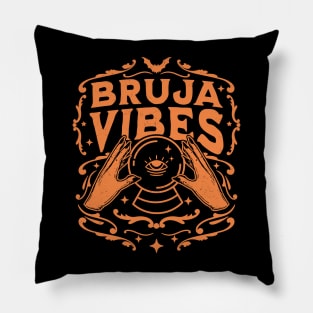 Bruja Vibes Mexican Witch Halloween Witchy Retro Vintage Pillow