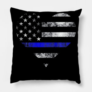 Police Wife Big Heart Flag T Shirt The Thin Blue Line Family Pillow