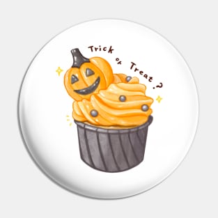 Halloween Pumpkin Cupcake Illustration - Trick or Treat? (萬聖節南瓜杯子蛋糕) Pin