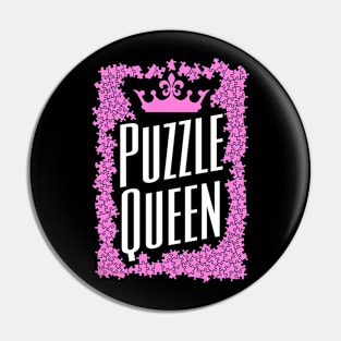 Puzzle Queen Crown Jigsaw Pieces Puzzler Hobbyist Funny Pin