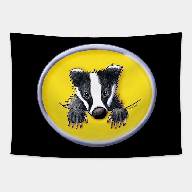 Puffy The Badger Tapestry by KiniArt