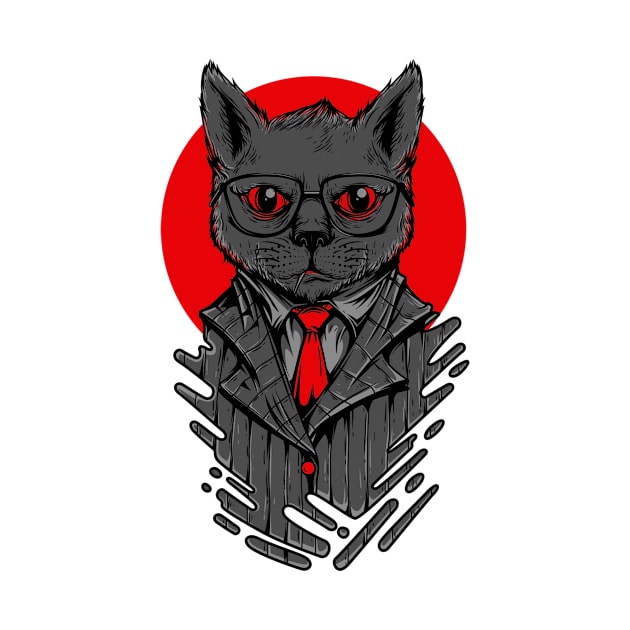 Cat Suit Serious Grey Red by BradleyHeal