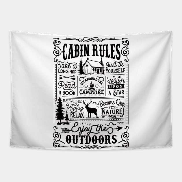 Cabin Rules Tapestry by Myartstor 