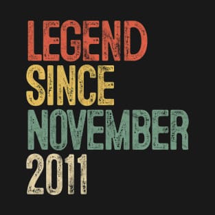 Fun Legend Since November 2011 9th Birthday Gift 9 Year Old T-Shirt