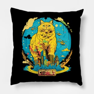 Catzilla Cat Strikes Fear Pillow