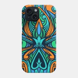 Orange and blue skull ornament Phone Case