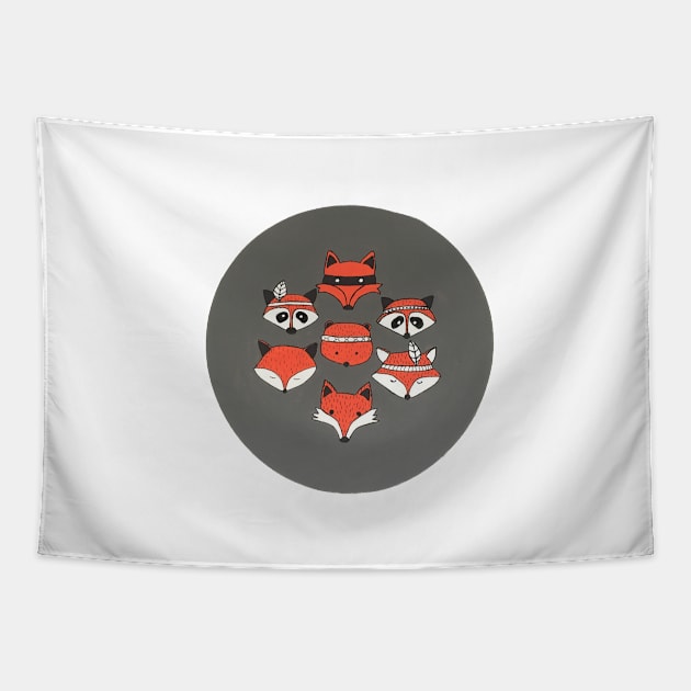 Best Foxes in the Hole Tapestry by smartartdesigns