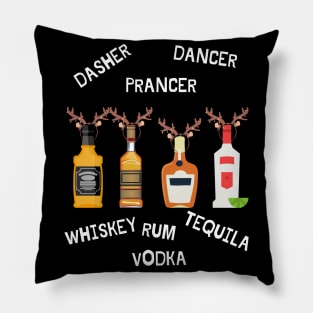 Bottled Drunk Reindeer Dasher Dancer Whiskey Vodka Pillow