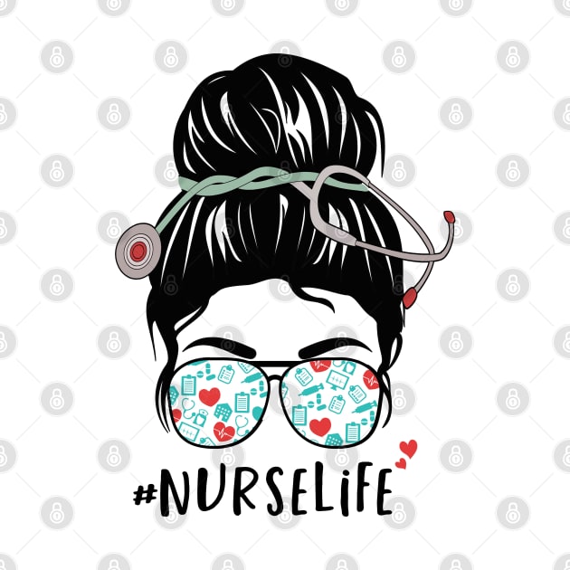 nurse life messy hair woman bun by mohazain