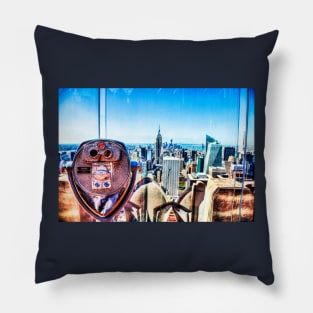 New York City Binoculars on Top of The Rock Observation Platform Pillow