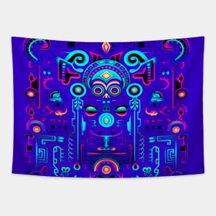 Blacklight Huichol Art Canvas Tapestry