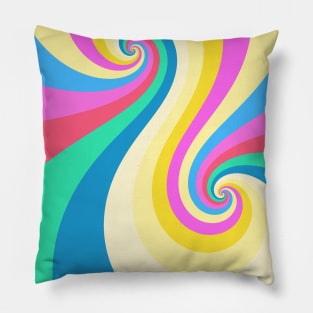 Earth Pastel Color Retro Twirl Pattern Pillow