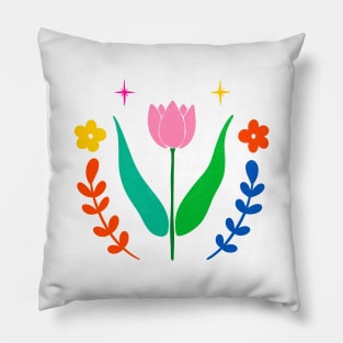 Tulips Flower Bold Colors Pillow