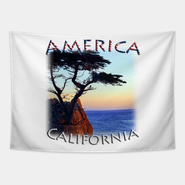 America - California - Monterey Lone Cypress Tapestry by TouristMerch