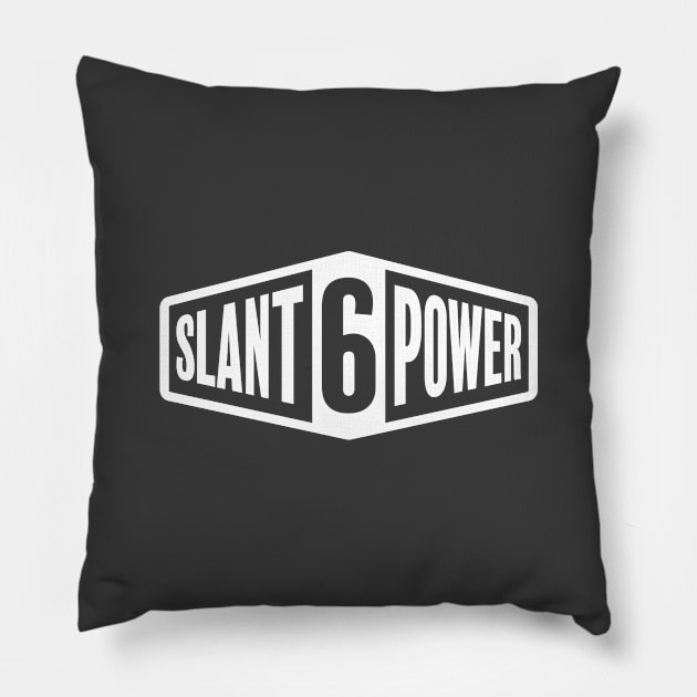 Slant 6 Power - White + Asphalt Pillow by jepegdesign