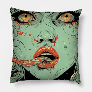 Snake Tongue Beautiful Girl Pillow