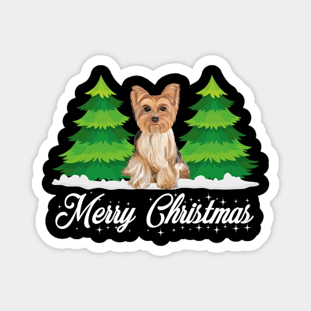 Cute christmas yorkshire terrier dog Magnet by Éléonore Royer