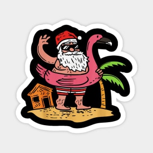 Summer Santa Flamingo Floater Christmas In July Magnet