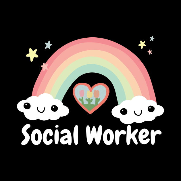 Cute Social Worker Heart Rainbow Squad Social Worker Month by SKTaohooShop