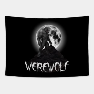 Werewolf Against Full Moon Design Tapestry