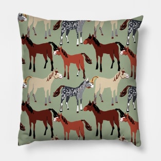 Horse pattern in light green Pillow