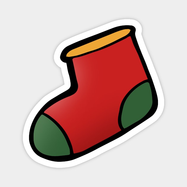 Christmas Stocking Doodle Art Magnet by VANDERVISUALS