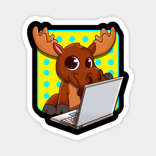 Canadian Moose With A Laptop Cute Moose Merchandise Magnet