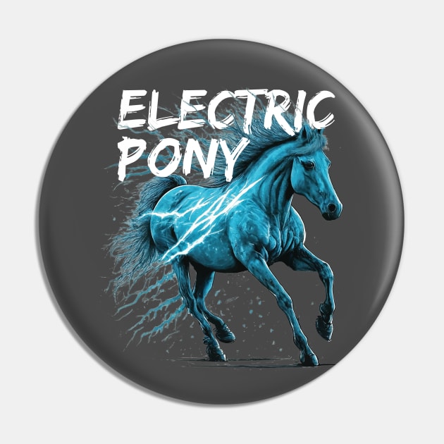 Blue Electric Pony Pin by zealology