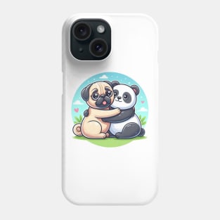 Panda and Pug Hugging Friends Phone Case