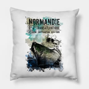 Normandie Cie Gle Transatlantique Pillow