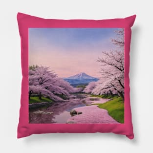 Mountain scene with lake Pillow