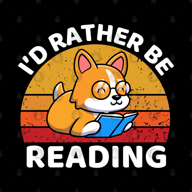 Cute Corgi Dog Reading  Book by Illustradise