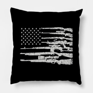 Big American Flag With Machine Guns 2A Flag Pillow