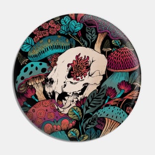 Moody Mushroom Forest Skull Pin