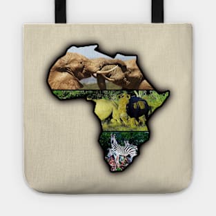 African Wildlife Continent Collage Tote