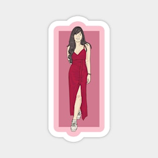 Lady In Red Dress Magnet