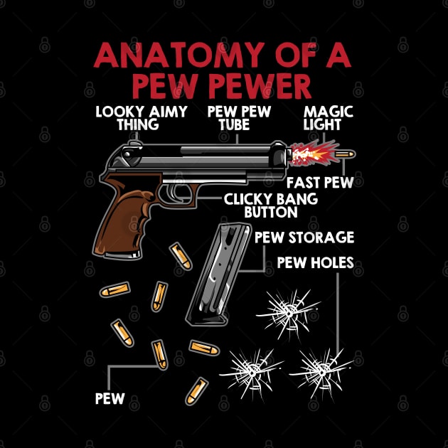 Funny Anatomy Of A Pew Pewer Gun Ammo Lovers Amendment by Proficient Tees