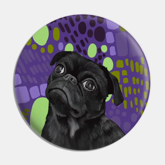 Sweet Pug on Modern Abstract Background Pin by Suneldesigns