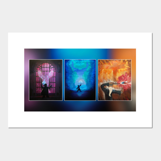 Harry Potter Patronus Triptych Harry Potter Patronus Painting