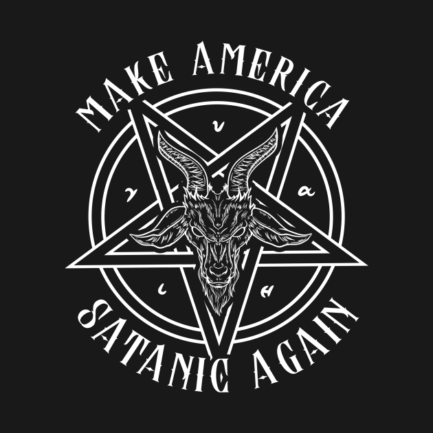 Make America Satanic Again I Baphomet Pentagram Flag design by biNutz