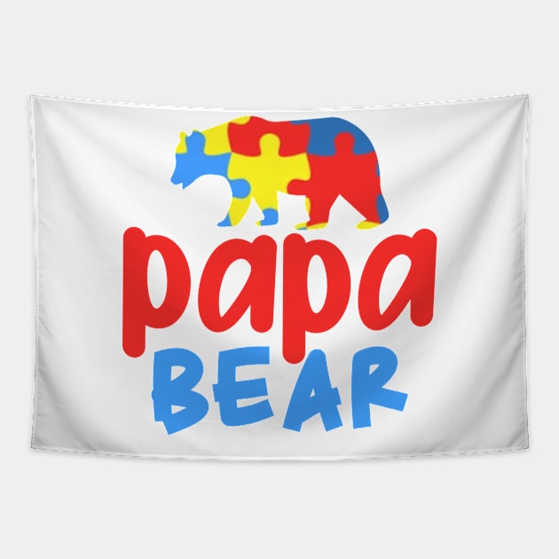 papa bear Autism Awareness Gift for Birthday, Mother's Day, Thanksgiving, Christmas Tapestry by skstring