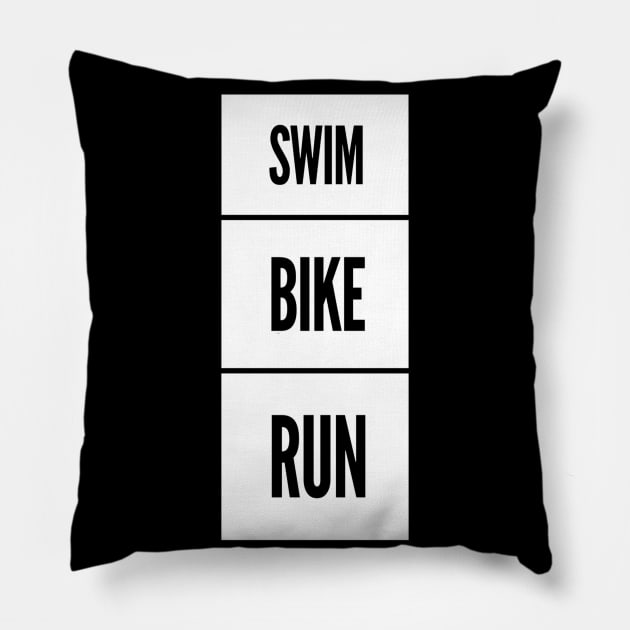 Swim Bike Run Triathlon Pillow by DesignsbyZazz