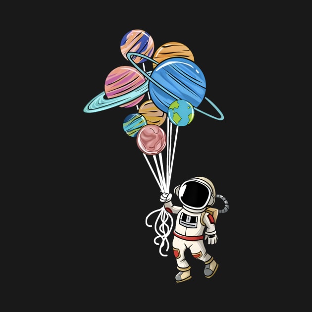 Astronaut Holding Planet Balloons by YASSIN DESIGNER