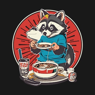 Ramen Raccoon Anime Kawaii Cute T-Shirt