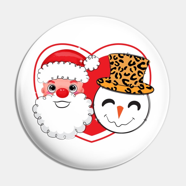 Double Christmas Santa Snowman Cute 2 Pin by lunamoonart