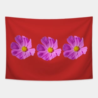 Three Pink Cosmos Flowers Floral Photo Tapestry