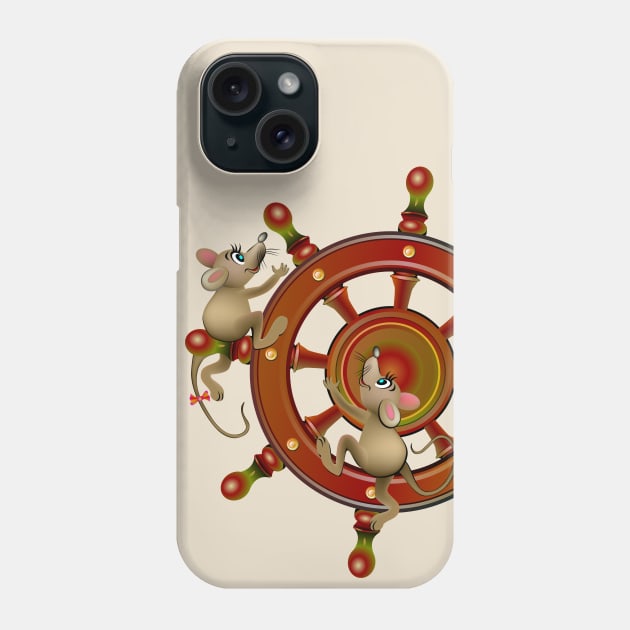 Funny mice sailing Phone Case by Artist Natalja Cernecka