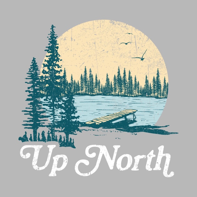 Vintage Up North Lake, Teal and White by GreatLakesLocals