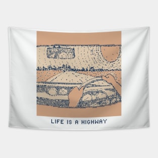 Life Is A Highway - 1bit Pixelart Tapestry